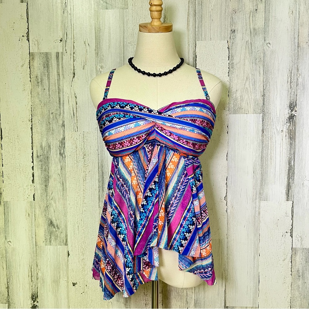 Profile by Gottex Fantasia Flyaway Swim top - Sz L (12) - Tribal Boho - Cruise